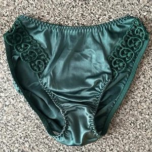 Vintage Olga Satin Shiny Hi-Cut Bikini Höschen Damen Größe Medium Grün 20211 - Bild 1 von 15