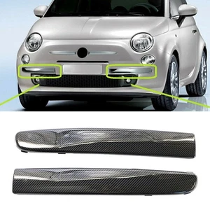 1 Pair Carbon Fiber Front Bumper Mounding Trim For FIAT 500 2007-2015 2008 2009 - Picture 1 of 8