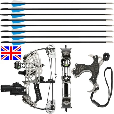 13" Archery Mini Compound Bow Set 15-32lbs Arrow Laser Sight Short Axis Hunting - Image 1 of 4