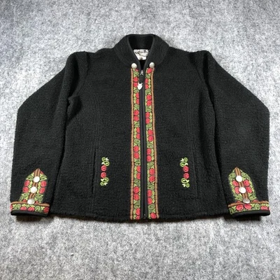 Chaqueta Obermeyer Para Mujer Mediana Negra Mezcla Lana Bordada Floral Boho Canadá Foto 1 de 4