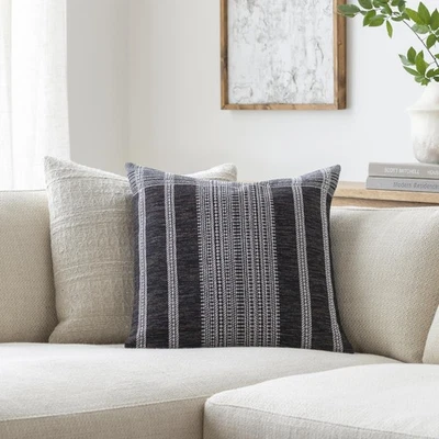 x Becki Owens Modern Myrna Accent Pillow Cover only, 18" L x 18" W, Black - Image 1 of 4