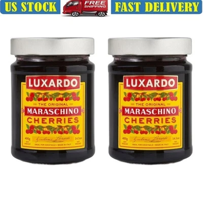 Cerezas Maraschino Todo Natural 400g Pack de 2 Cócteles Perfectos Kosher Nuevo Foto 1 de 4