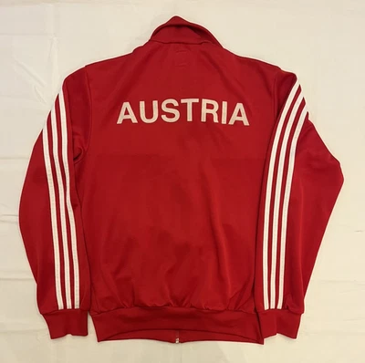 2008 Adidas Originales Austria Fútbol Fútbol Rojo Cremallera Completa Chaqueta de Pista Para Hombre Pequeña Foto 1 de 4