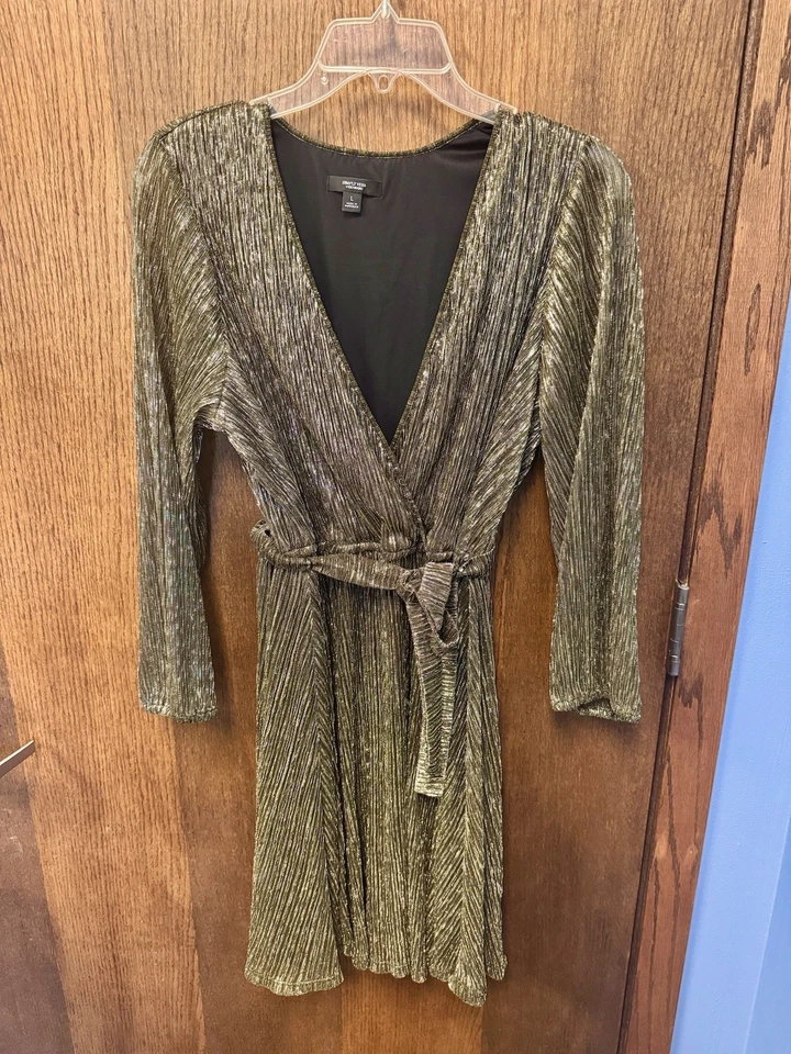 Vestido para mujer Simply Vera Vera Wang nudo cintura talla XL negro dorado metálico Foto 1 de 4