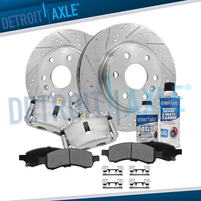 Front Drilled Rotors Brake Pads Calipers for 2007-2016 Traverse  Acadia Enclave - Image 1 of 4
