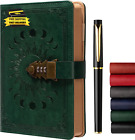 Lock Journal with Pen, A5 240 Pages Diary with Lock, Brown Edge, Refillable, Lea