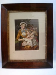 1855 George Baxter Color Chromolithographic Print " First Lesson"  - Picture 1 of 8