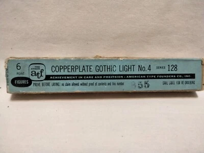 American Type Fndr Copperplate Gothic Light 6 Point Figures No. 4 Series 128 NOS - Image 1 of 4