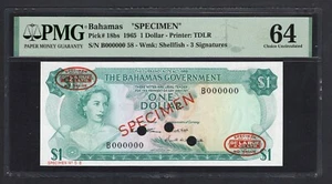 Bahamas One Dollar 1965 P18bs "Specimen" Uncirculated Grade 64 - Picture 1 of 2