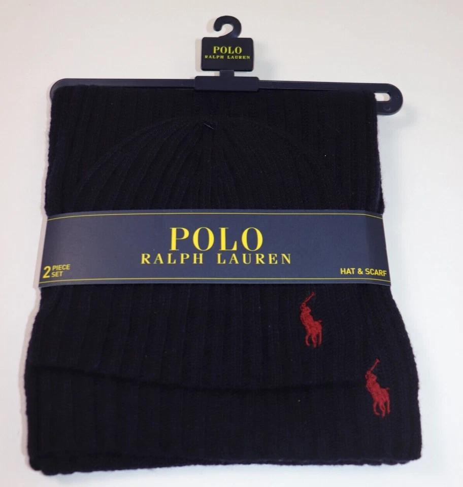 Polo Ralph Lauren Men's Beanie Hat and Scarf - Blue