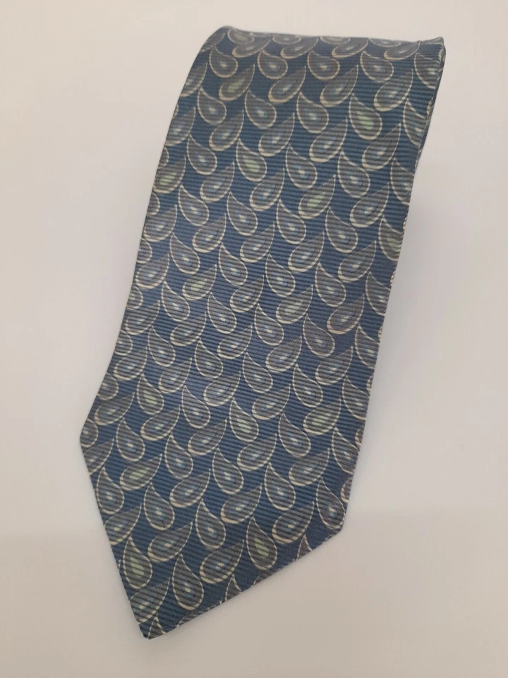 TIE RACK   cravatta 100%seta silk blu verde celeste  floreale necktie A466 - Immagine 1 di 4