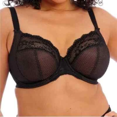 Nuevo con etiquetas Sujetador Elomi Charley con bandas de encaje con aros 4382 negro 46DD (EE. UU.)/(Reino Unido) Foto 1 de 4