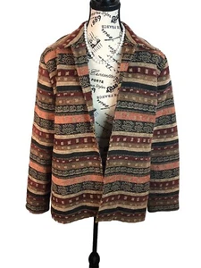 Alfred Dunner Sz 10 Multicolor Stripe Corduroy Aztec Open Front Blazer Beaded - Picture 1 of 6