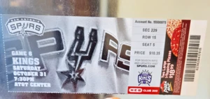 2009 Manu Ginobili Bat Game Full Ticket 10/31/09 Spurs V Kings - Picture 1 of 4