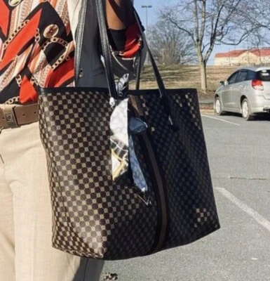 Cartera para Mujer Marrón Negro Laptop con Cartera NUEVO GRANDE Bolso de Mano Foto 1 de 4