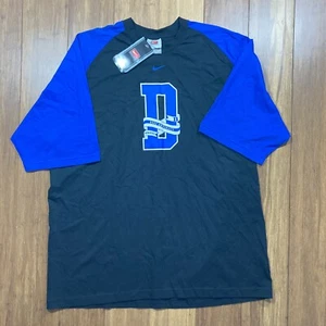 NIKE Mens Sz XL Black/Blue Duke University 1/2 Sleeve Center Swoosh T Shirt VTG - Picture 1 of 8