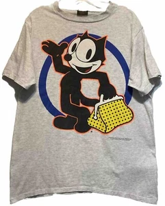 T-shirt vintage anni '90 Felix The Cat borsa gialla grande punto singolo - Foto 1 di 7