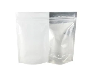 3.5" x 5" #5 Barrier Bag Gusseted White Mylar 1/4 oz Clear Front 100 Count - Picture 1 of 1