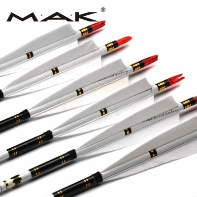 31/33'' Carbon Arrows Turkey Feather Spine 500 7.6mm Archery Hunting Shooting - Image 1 of 4