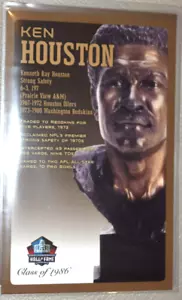 PRO FOOTBALL HALL: "TARJETA POSTAL INDUCIDA DE KEN HOUSTON", Clase 1986 (3,5" x 5,5") Nuevo - Imagen 1 de 3