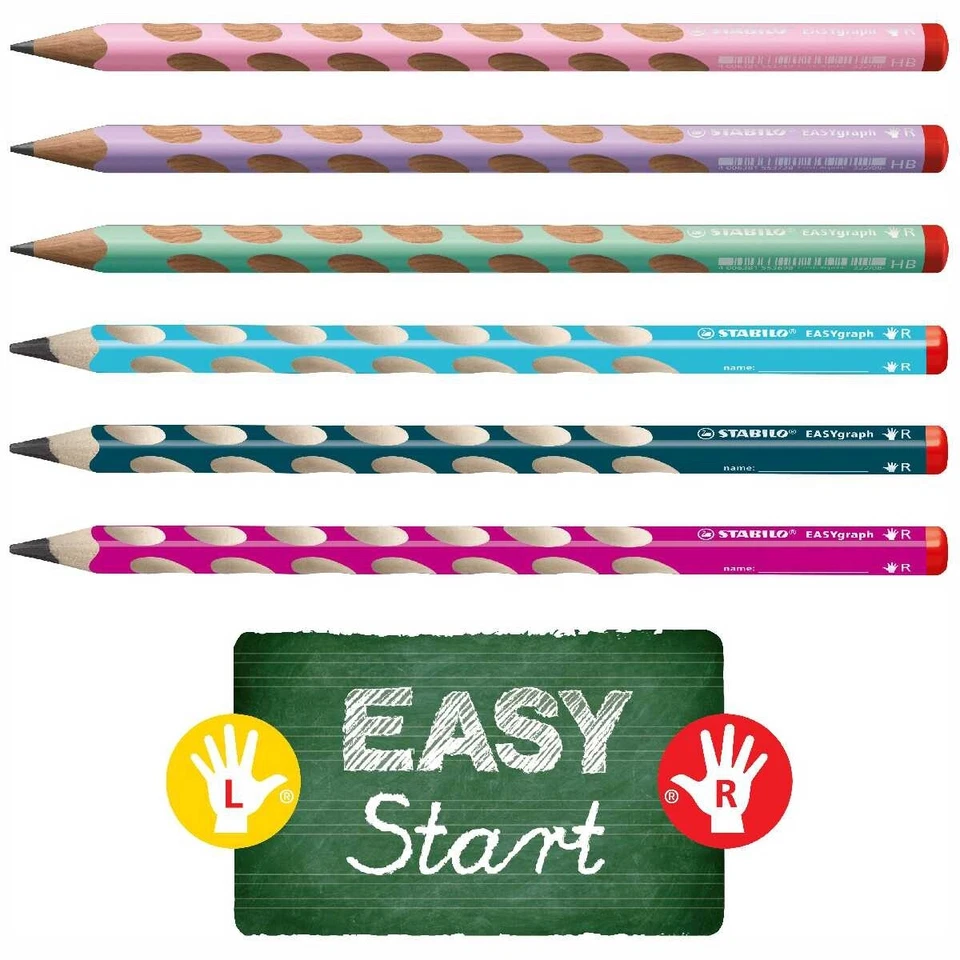STABILO Bleistift EASYgraph HB rechts links petrol pastell grün rosa lila -dick- - Bild 1 von 1