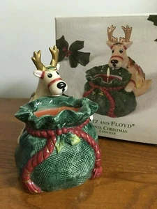 Fitz and Floyd Deer Santa Candlecup Christmas Ceramic - Picture 1 of 8