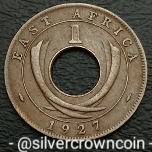 East Africa * Uganda * Kenya 1 Cent 1927. KM#22. Holed One Penny coin George V. - Picture 1 of 7