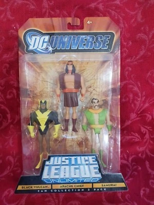Justice League Unlimited 3 Pack Negro Vulcano Apache Jefe Samurai Universo DC Foto 1 de 3