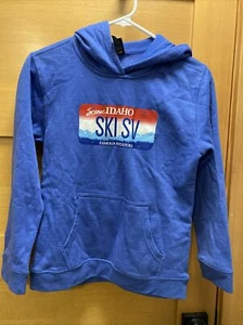 Sun Valley Hoodie Sweatshirt Ski Sun Valley Ketchum Idaho Youth M Blue Hood - Picture 1 of 7