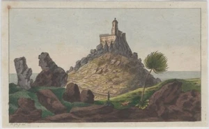 Convento en la cima de la montaña en Portugal - Grabado coloreado a mano de principios del siglo XIX - Imagen 1 de 1