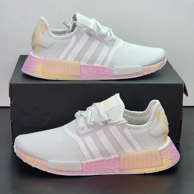 Adidas NMD R1 Women's Size 7.5  Running Shoes White Pink Athletic Sneakers - Image 1 of 4