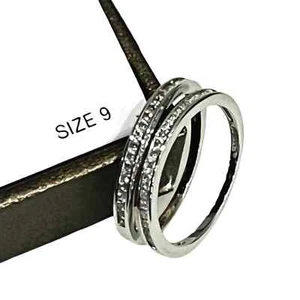 NEW Giani Bernini 2-PC RING SET Size 9 Cubic Zirconia Bands 925 Sterling Silver - Picture 1 of 11