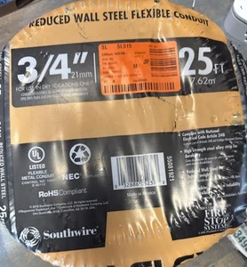 Conducto de metal altamente flexible Southwire Galflex RWS 3/4 pulgadas X 25 pies - Imagen 1 de 2