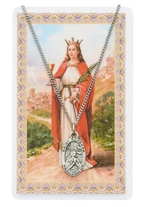 St. Barbara 7/8-inch Pewter Medal Pendant Necklace with, No Color, Size No Size - Picture 1 of 1