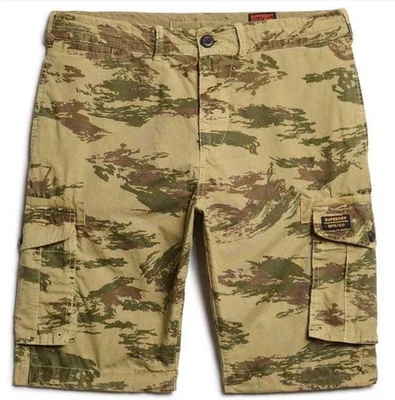 Shorts masculino Superdry leve paraquedas camuflado lagarto deserto tamanho 32" novo com etiquetas - Imagem 1 de 4
