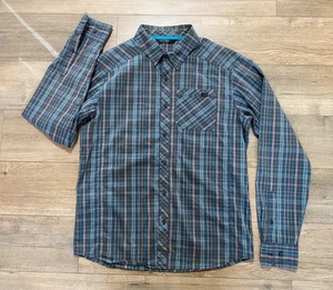 Arcteryx Peakline Herren Medium grau blau kariert Knopfleiste Outdoor Wander Hemd - Bild 1 von 8