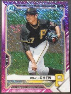 Po Yu Chen 2021 Bowman Chrome Fuchsia Shimmer Refractor Rookie (6/199) Pirates - Picture 1 of 2