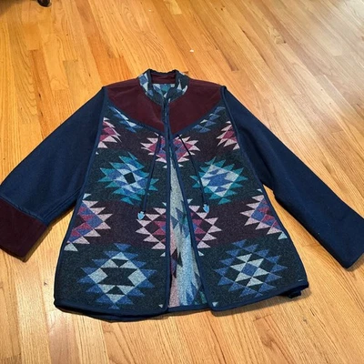 EUC Vintage Pendleton Unisex  Western Aztec Wool Long COAT Jacket RARE Teal Blue - Image 1 of 4