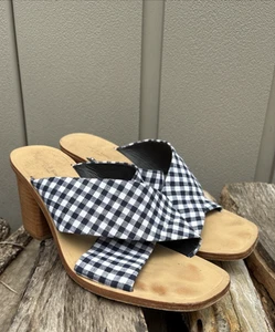 Rag & Bone Gingham Paige Block Heel Slide Sandals size 39 US 8.5 - 9 - Picture 1 of 6