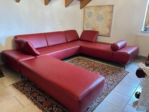 W. SCHILLIG Couch Sofa Sitzecke Rot Leder Hingucker TOP - Bild 1 von 10