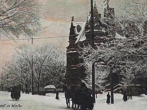 Montreal Sherbrooke Street in Winter Horses Postcard - Picture 1 of 3