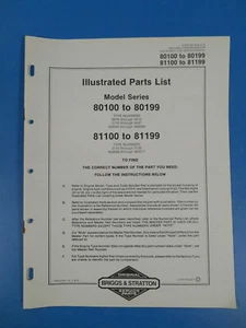 Lista de piezas ilustradas originales Briggs & Stratton serie modelo 80100 a 80199 - Imagen 1 de 1