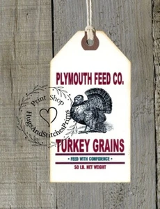 Hang Tags PRIMITIVE TURKEY GRAINS FEEDSACK STYLE TAGS #1281 Gift Tags - Picture 1 of 6