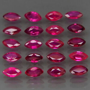 Marquise 5x2.5-5.5x2.5mm.Rare Thailand Top Red Pink Ruby (No Glass) 20Pcs/3.80Ct