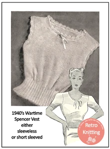 1940er Wartime Spencer Thermowesten Strickmuster Büste 38-40 - Bild 1 von 1