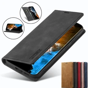 For Samsung S25 Ultra S24 S23 FE S22 S21 Leather Magnetic Flip Wallet Case Cover - Picture 1 of 24