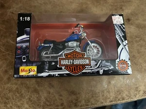 1997 Maisto Harley-Davidson Blue & Gold 1:18 Series 1 XLH Sportster 1200 Diecast - Picture 1 of 6