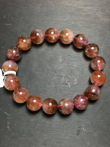 Pulsera rara de 23 cuentas de cristal de auralita natural genuina de 12 mm AAAA - Imagen 1 de 2