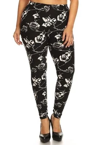 Plus Size Abstract Print, Full Length Leggings In A Slim Fitting Style With A Ba - Picture 1 of 4