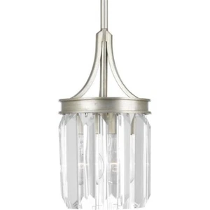 Progress Lighting Glimmer 1-Light Silver Ridge Mini Pendant with Clear Glass - Picture 1 of 3